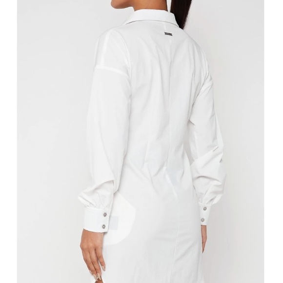 LACE-UP SHIRT DRESS - WHITE - Picture 5 of 5